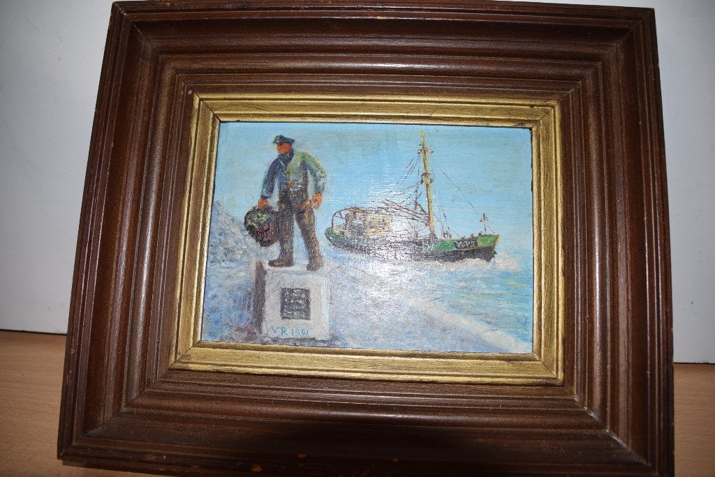 schildrijtje, Ophalen of Verzenden, Origineel werk, Olieverf, Vintage