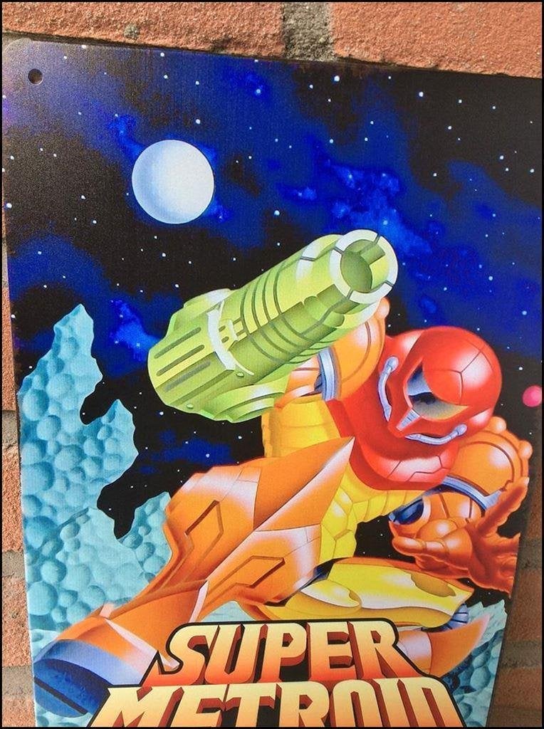 SUPER METROID Metalen Wandbord poster snes retro gaming, Avontuur en Actie, Verzenden, 1 speler, Nieuw