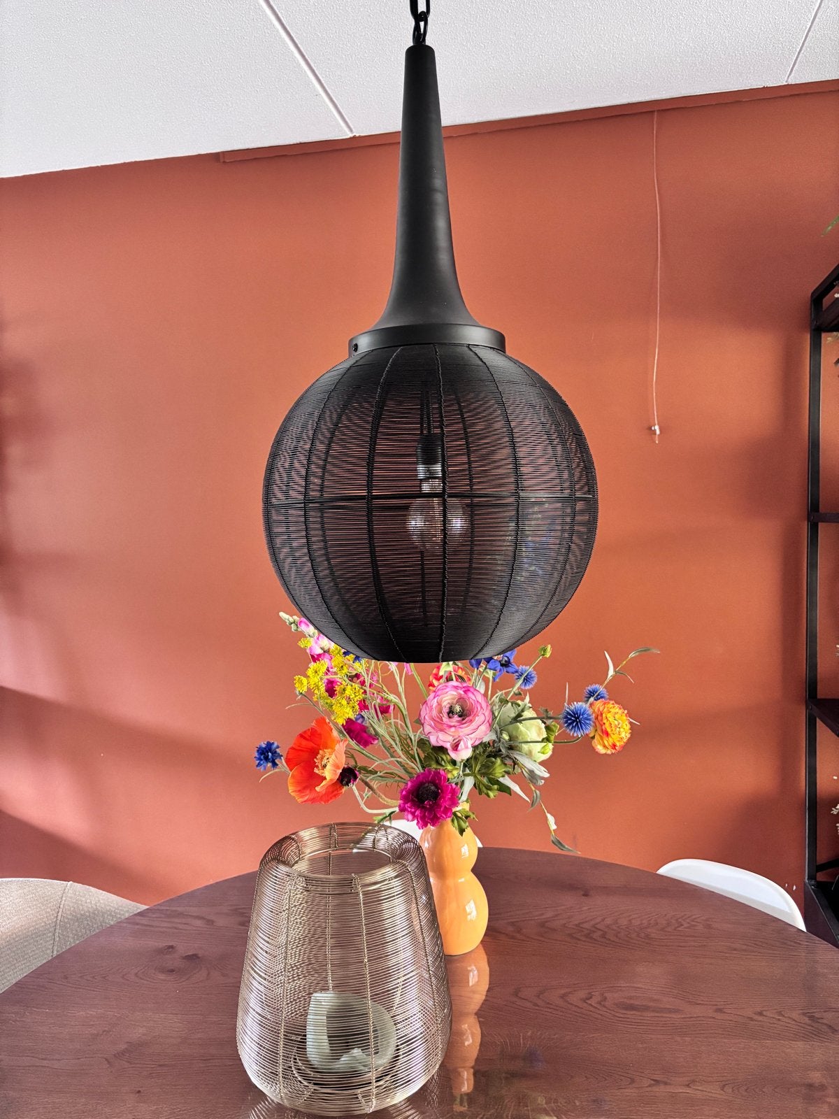 Maison Manon hanglamp - Zwart metalen draad, Ophalen of Verzenden, Zo goed als nieuw, Metaal, E27 (groot)
