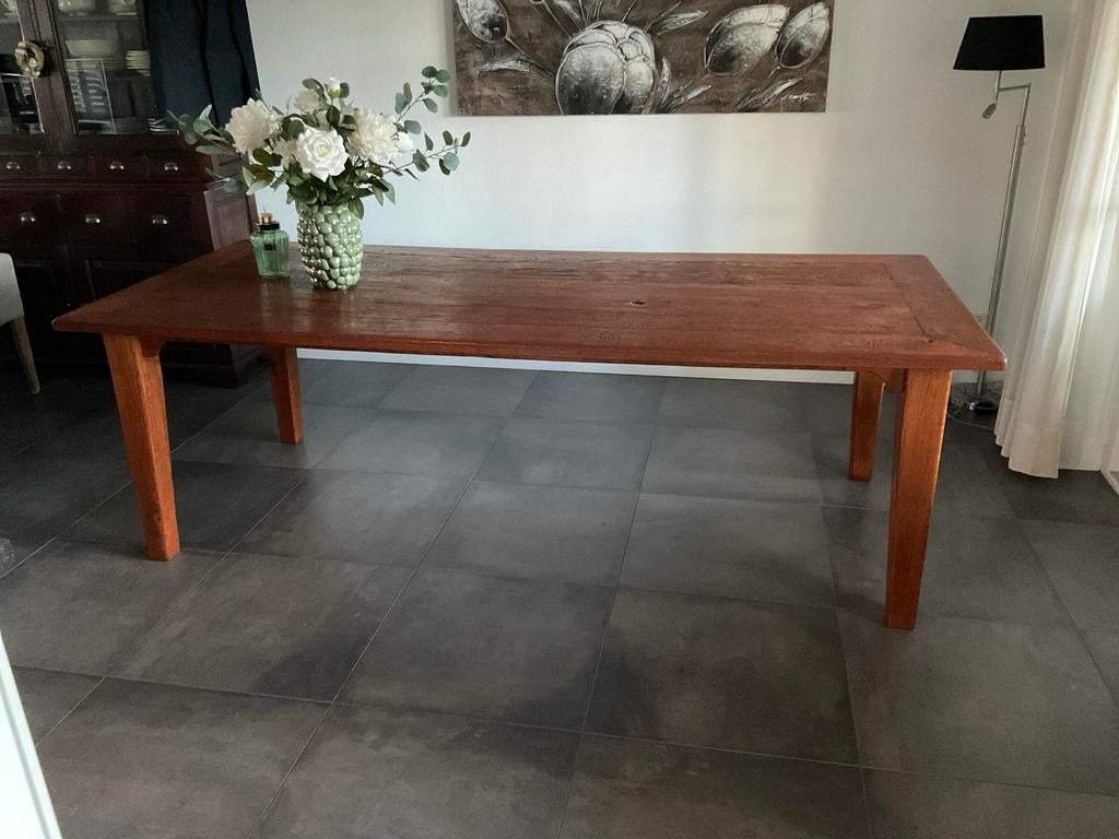 Massief eiken eettafel, Huis en Inrichting, Tafels | Eettafels, 100 tot 150 cm, Eikenhout, 200 cm of meer, Ophalen of Verzenden