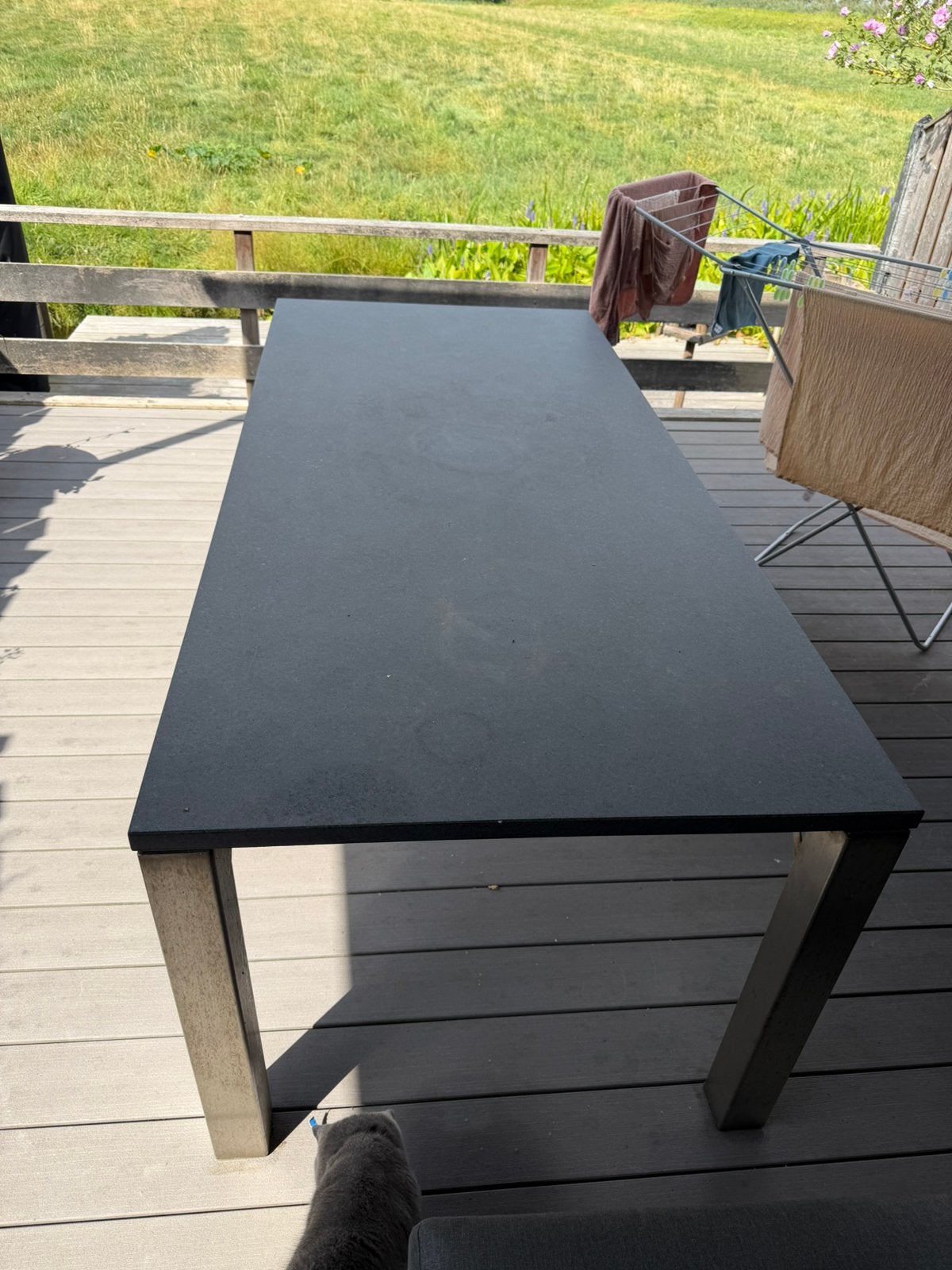 Te koop, natuurstenen tuintafel 90x200x3, Ophalen, Zo goed als nieuw, Rechthoekig, Overige materialen