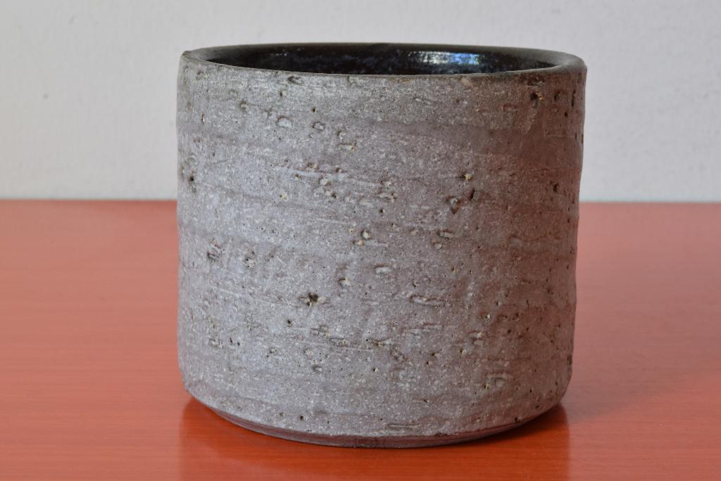 Retro vintage cilindrische jaren 70 chamotte bloempot, Ophalen of Verzenden