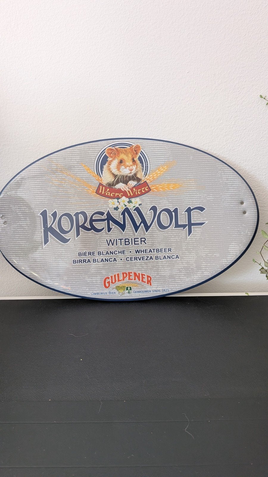 Gulpener Korenwolf Witbier Reclamebord, Ophalen of Verzenden