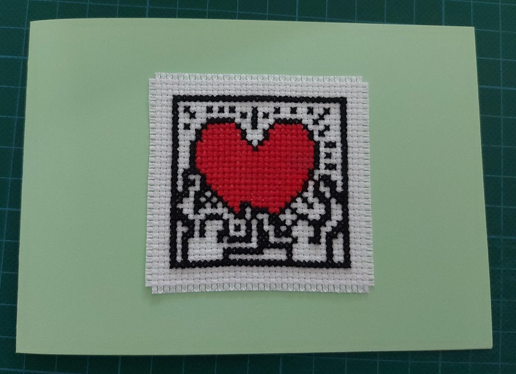 kaart met geborduurd "love" van Keith Haring (2039), Ophalen of Verzenden, Nieuw, Overige thema's