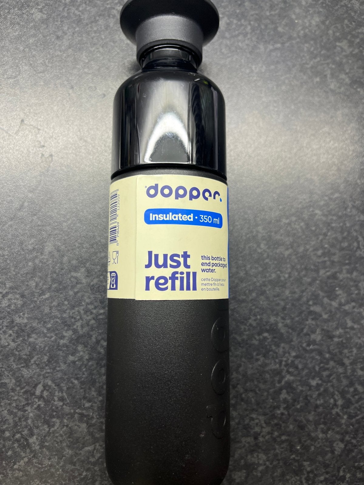 Dopper Insulated drinkfles - Zwart - 350 ml, Overige typen, Nieuw, Ophalen of Verzenden, Zwart