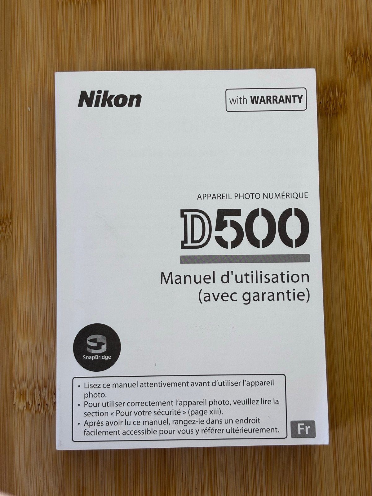 Nikon D500 Handleiding franstalig, Ophalen of Verzenden, Nikon, Geen optische zoom