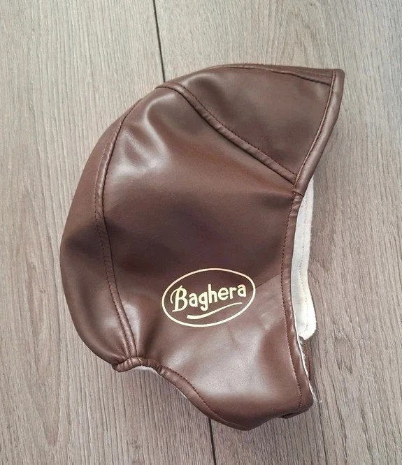 Baghera pilotenmuts bruin kind vintage racehelm, Jongetje of Meisje, Baghera, Ophalen of Verzenden, Zo goed als nieuw