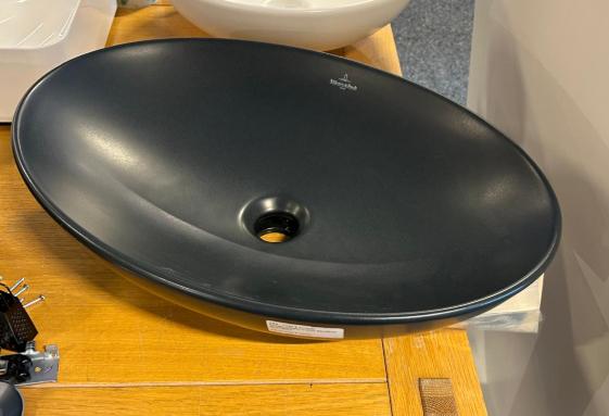 V&B Opzetwastafel Zwart TITAN CERAMIC 56x38, Niet ingevuld, 50 tot 100 cm, Zo goed als nieuw, Minder dan 100 cm