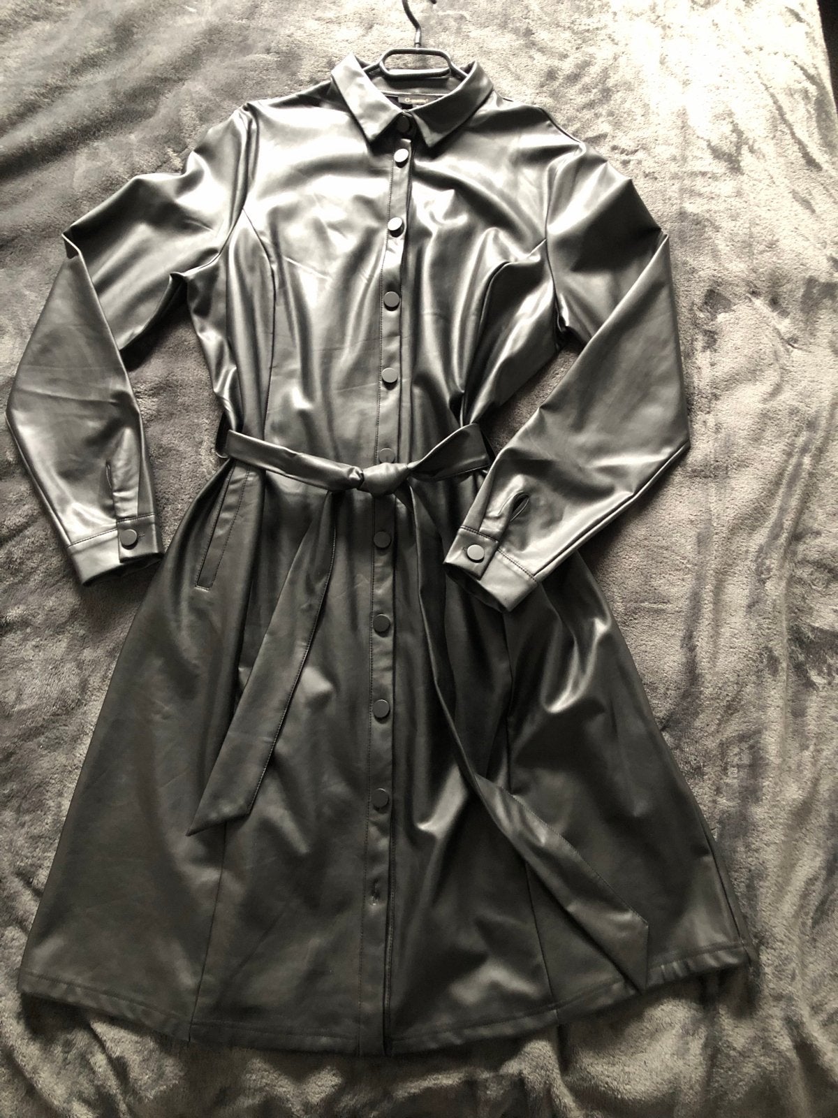 G-maxx Zwarte Faux Leren Jurk - Maat L, Kleding | Dames, Zwart, Maat 42/44 (L), Ophalen of Verzenden, Zo goed als nieuw