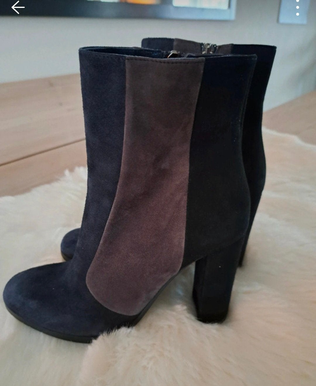 Evaluna suède en leren enkellaarzen - Blauw/Grijs/Zwart, Kleding | Dames, Schoenen, Evaluna, Blauw, Lage of Enkellaarzen, Ophalen of Verzenden