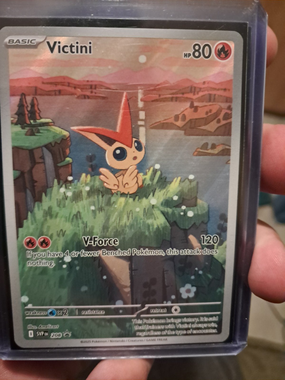 Victini Pokémon Kaart - Basic HP 80 V-Force, Ophalen of Verzenden, Zo goed als nieuw, Losse kaart