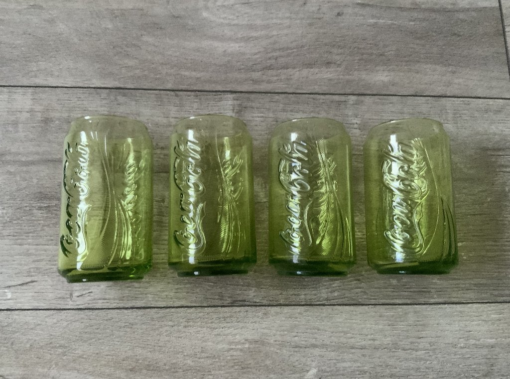 McDonalds Groen Coca Cola Blikje Glas Glazen Limited Edition, Verzamelen, Ophalen of Verzenden, Zo goed als nieuw, Frisdrankglas