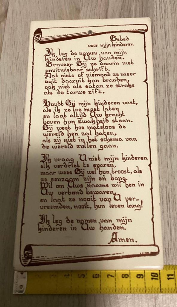 Mooie tegel met religieuze tekst… mooi !, Antiek en Kunst, Ophalen of Verzenden