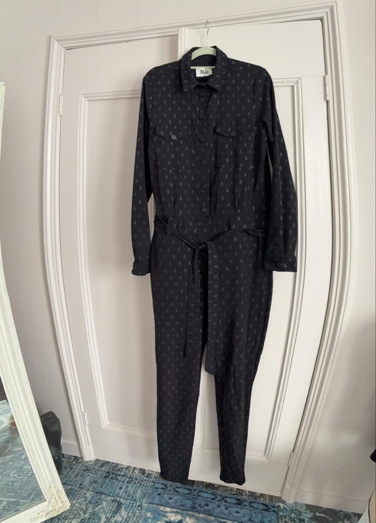 Donkerblauwe Jumpsuit met Print - &Co Woman, Ophalen of Verzenden, Zo goed als nieuw, Maat 38/40 (M), Blauw