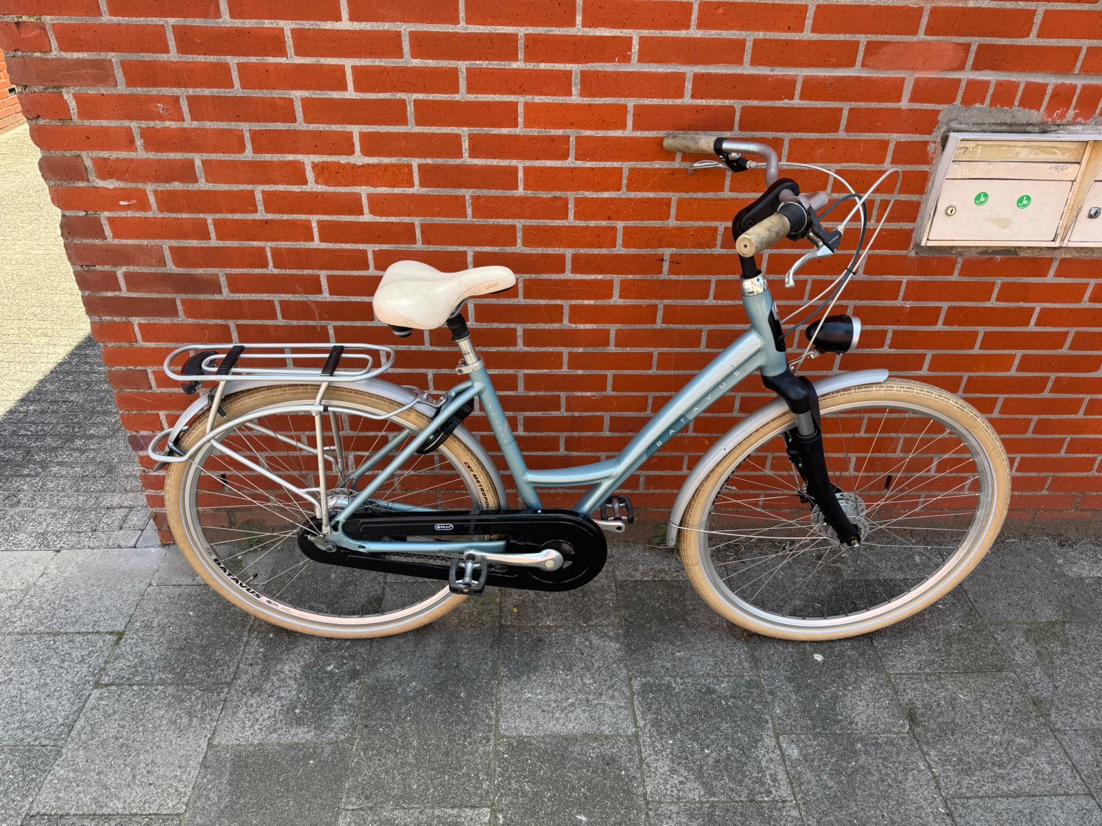 Blauwe oma fiets Batavus Monaco 7 versnellingen + handremmen, Ophalen, 53 tot 56 cm, Versnellingen, Batavus