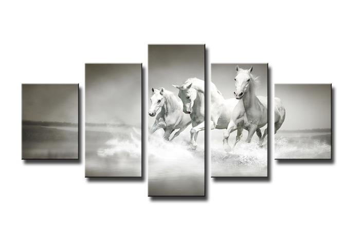 5 Luik Canvas Schilderij * Paarden Paard 80x160cm Nieuw, Nieuw, 125 cm of meer, Ophalen of Verzenden, Schilderij