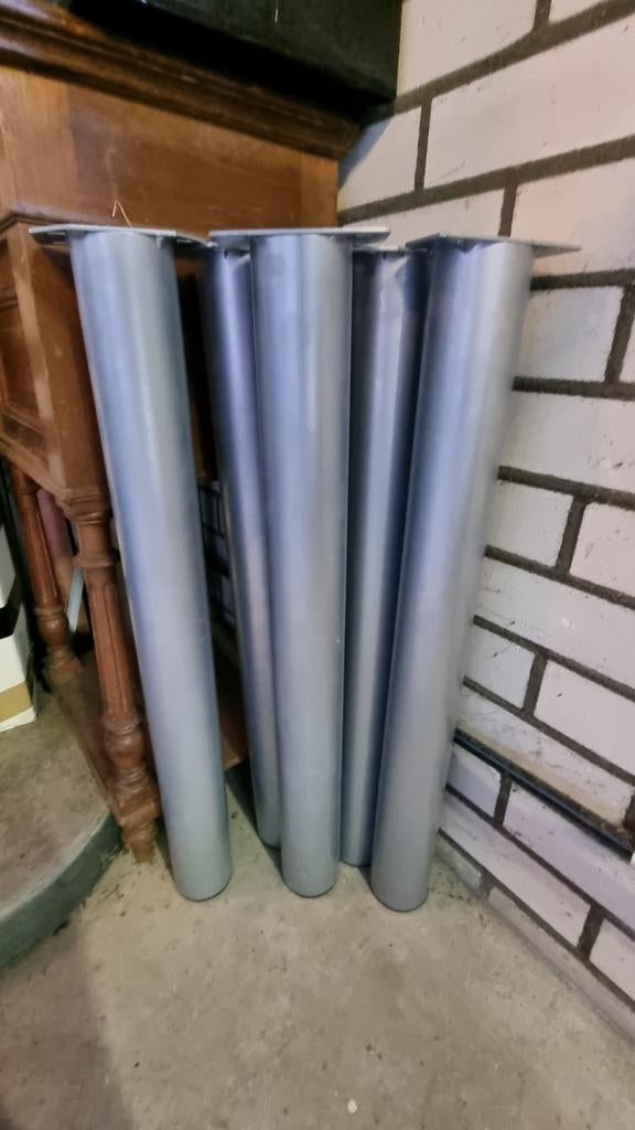 6x Ronde Tafelpoot 72x7.6 cm Mat Chroom, Huis en Inrichting, Tafelonderdelen, Ophalen