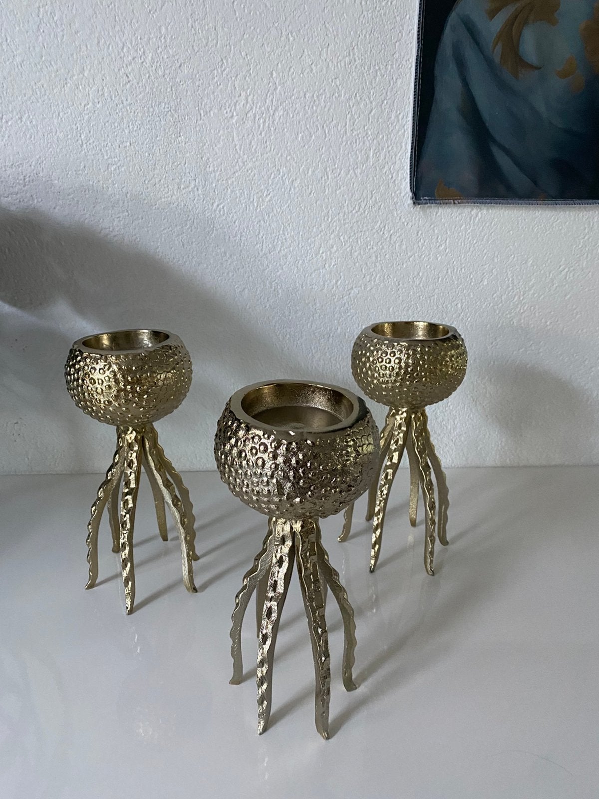 Kandelaar octopus,Light and living,metaal,goud,p.st €15 NW, Ophalen