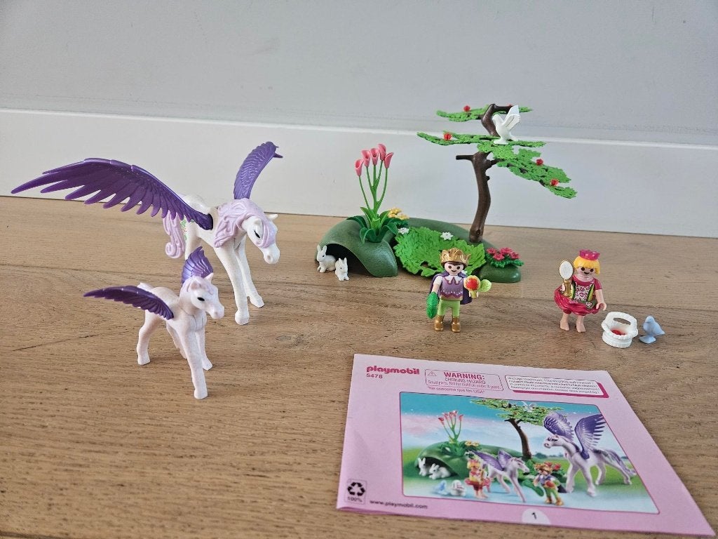 Playmobil princess koningskinderen met Pegasus en veulen, Gebruikt, Complete set, Ophalen of Verzenden, Princess