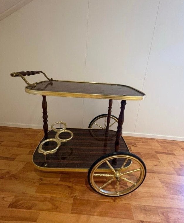 Vintage theewagen / serveerwagen met messing details, Ophalen