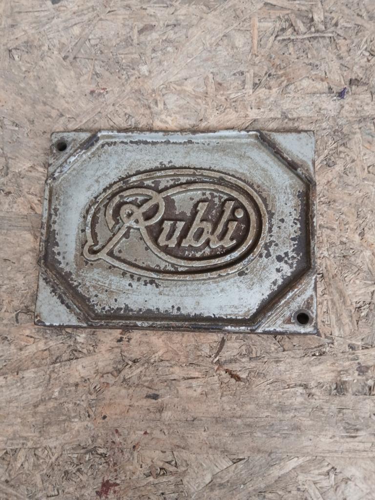 Vintage Rubli reclamebordje, gietijzer, 13x9,5 cm, Ophalen of Verzenden