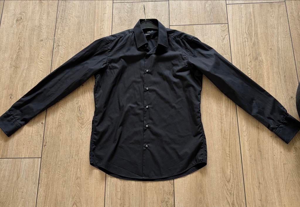 BOSS Hugo overhemd zwart Regular Fit 40cm, Ophalen of Verzenden, Gedragen, Zwart, Halswijdte 39/40 (M)