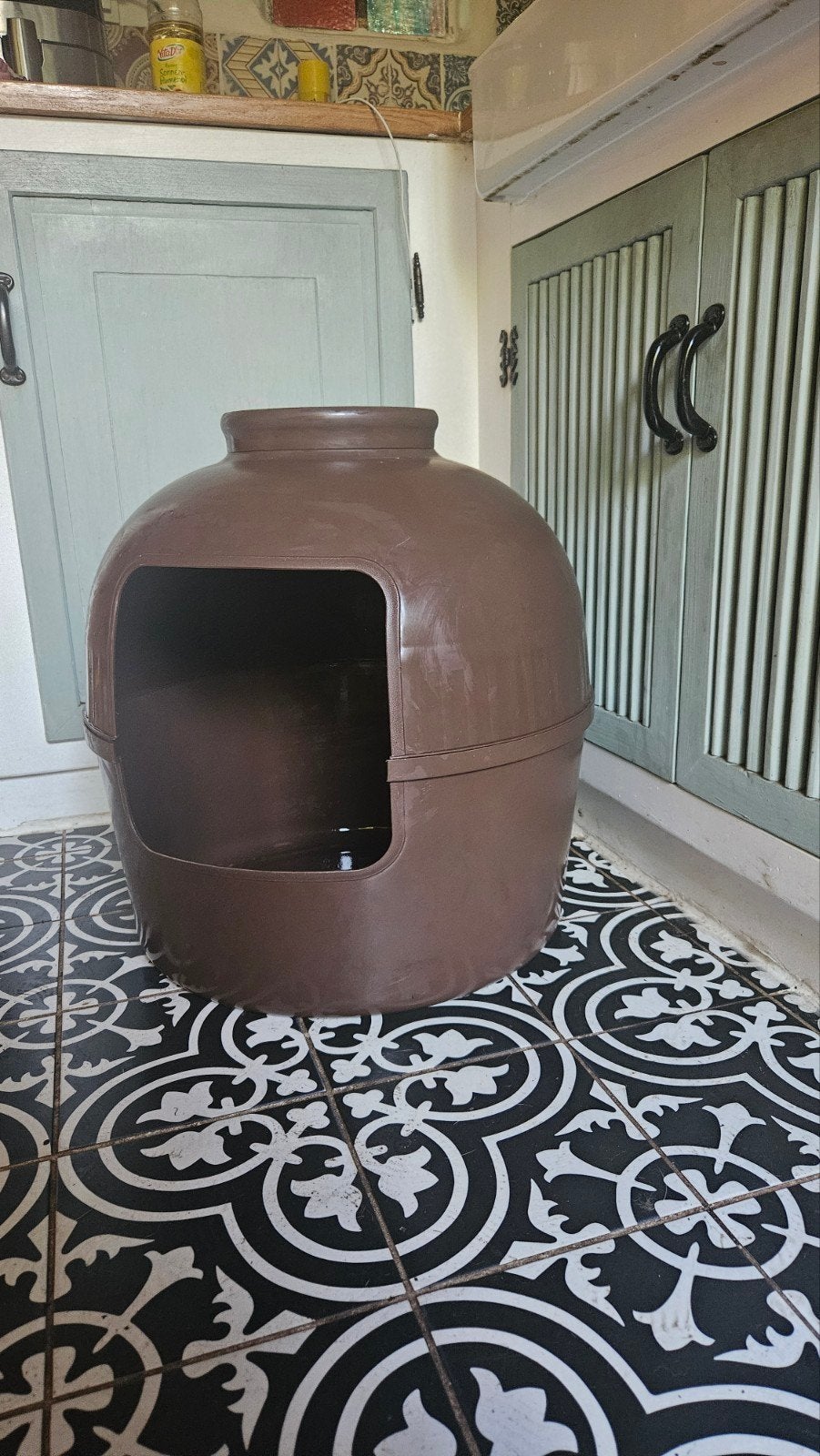Kattenbak groot rond met bloembak, Dieren en Toebehoren, Kattenbakken, Ophalen, Gebruikt