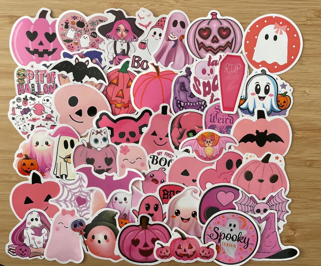 Halloween roze thema stickers, Hobby en Vrije tijd, Verzenden, Nieuw, Meerdere stickers