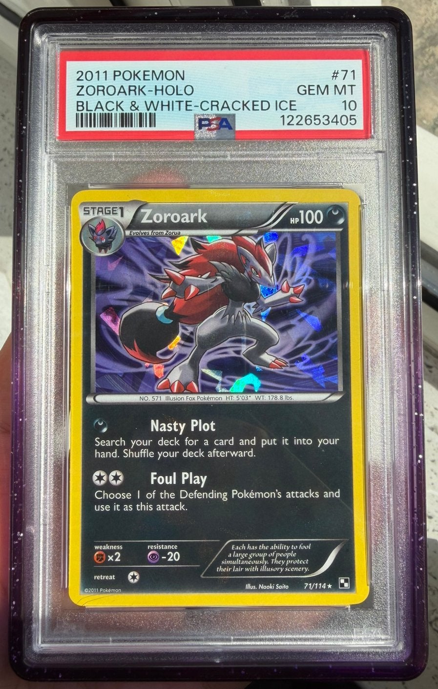 Zoroark PSA 10 Cracked ice holo black & white, Ophalen of Verzenden, Zo goed als nieuw