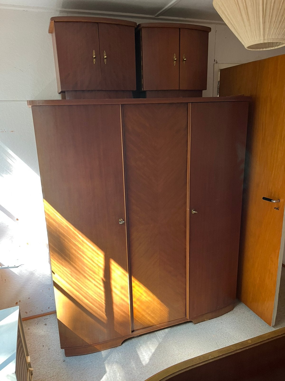Jaren 50 bed, kast, nachtkastjes en stoelen Vintage, Ophalen, Gebruikt, Twijfelaar, Jaren 50