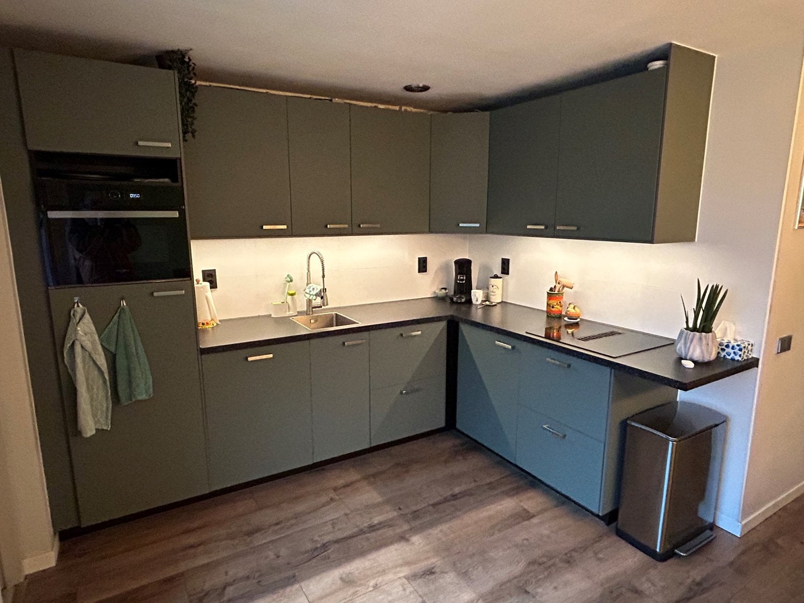 IKEA hoekkeuken zwart - groen, Ophalen, Gebruikt, Hoekkeuken, Kunststof