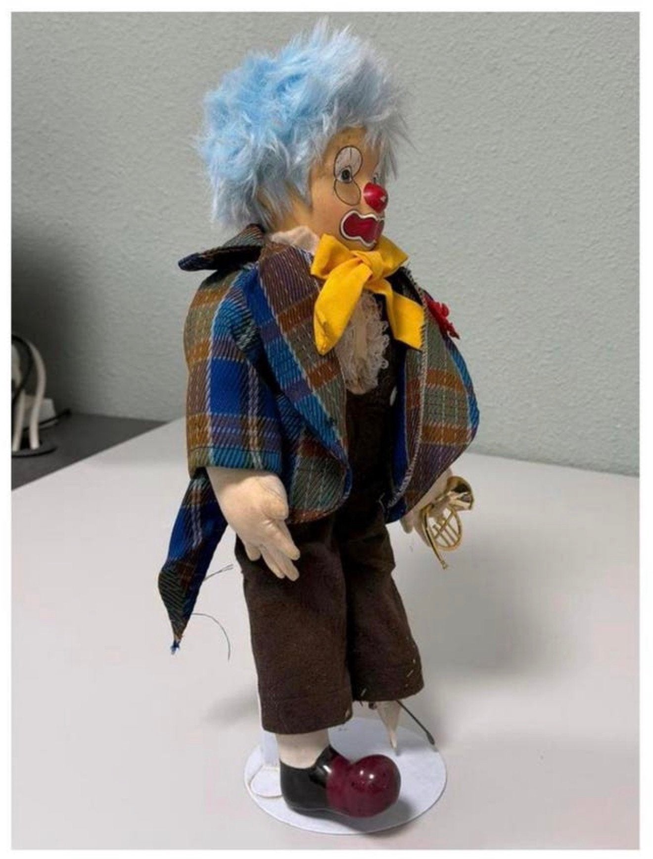 Vintage Porseleinen clown pop Clownspop 45 cm Met Standaard, Gebruikt, Ophalen of Verzenden, H, H