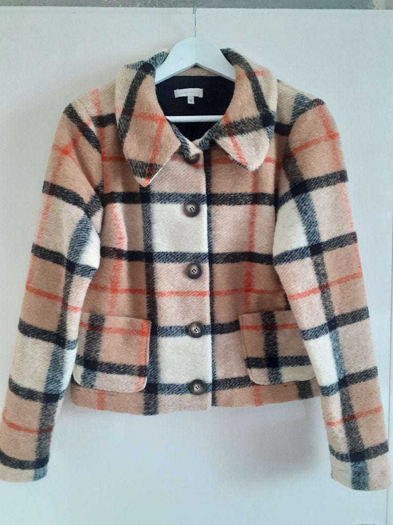 Prachtig ruit jasje, merk PORTLAVANDE, maat M, nieuwstaat!, Maat 38/40 (M), Beige, Nieuw, Ophalen of Verzenden