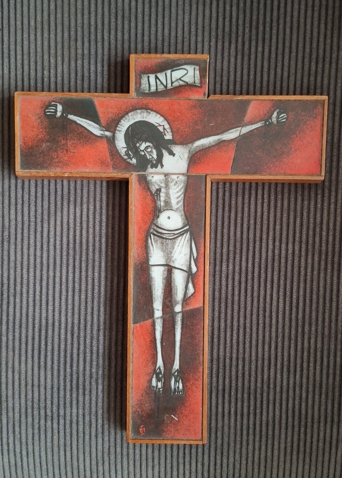Opaline  Kruisbeeld met Jezusfiguur - Vintage Paridon, Ophalen of Verzenden