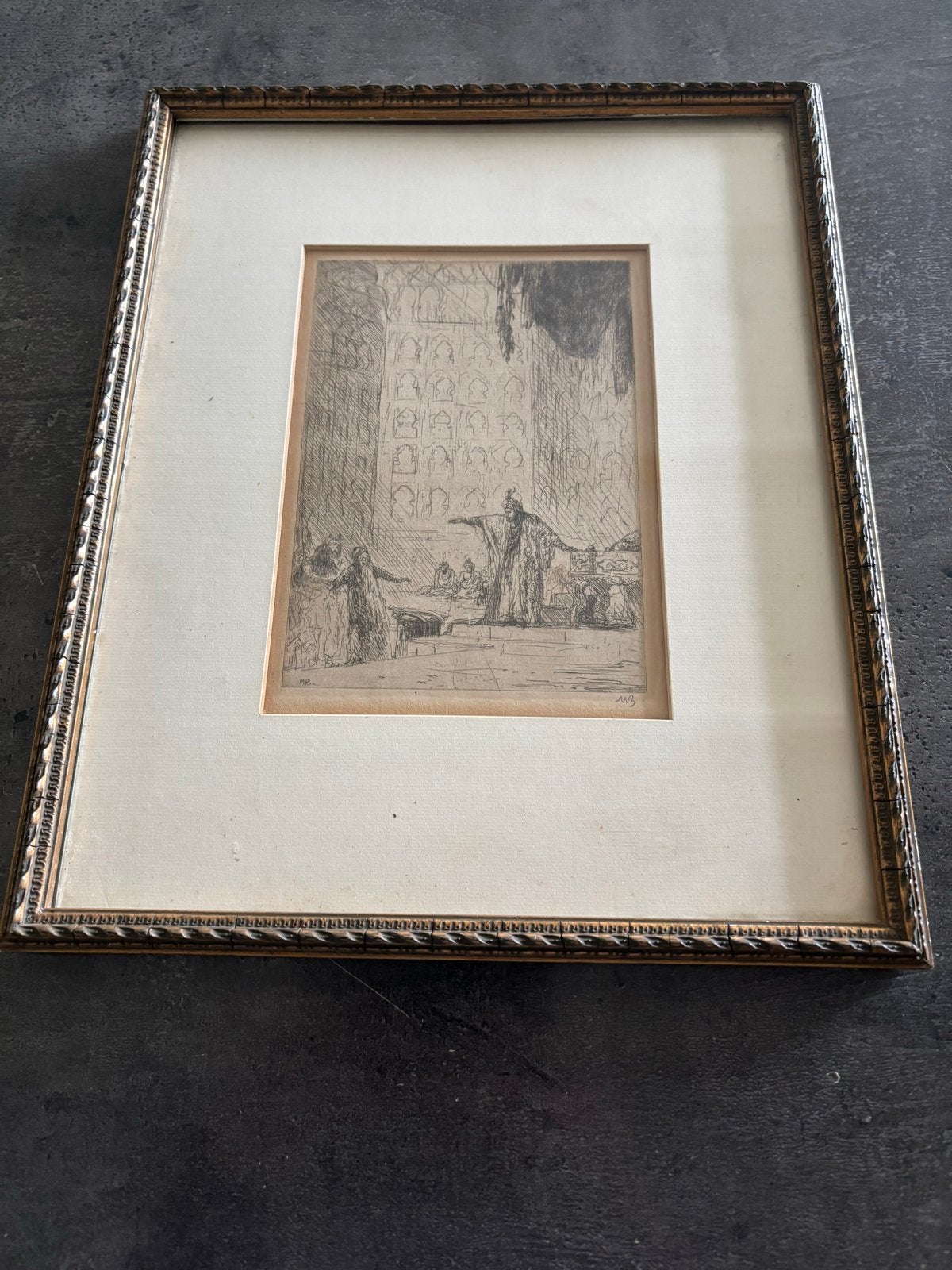 Ets van Marius Bauer (1867-1932) - Oosterse Scène, Antiek en Kunst, Kunst | Etsen en Gravures, Dagelijks leven, 1800 - 1899, Ets