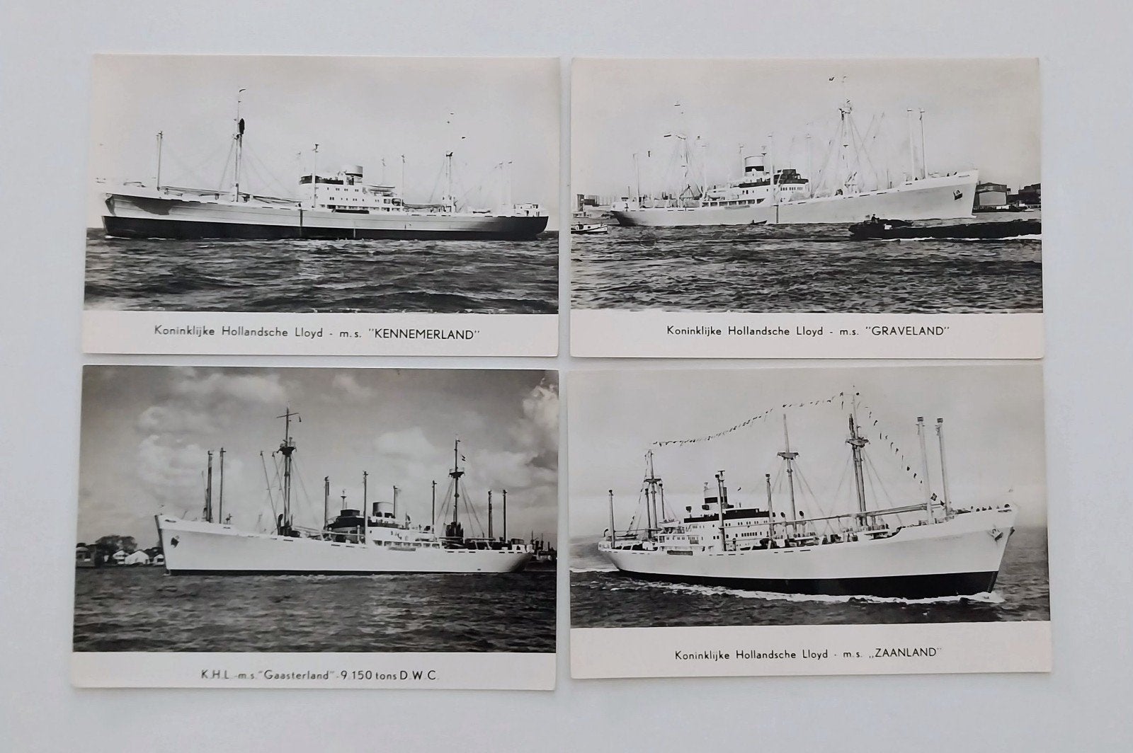 4 Ansichtkaarten van de Koninklijke Hollandsche Lloyd., Verzamelen, Scheepvaart, Ophalen of Verzenden, Zo goed als nieuw, Kaart, Foto of Prent