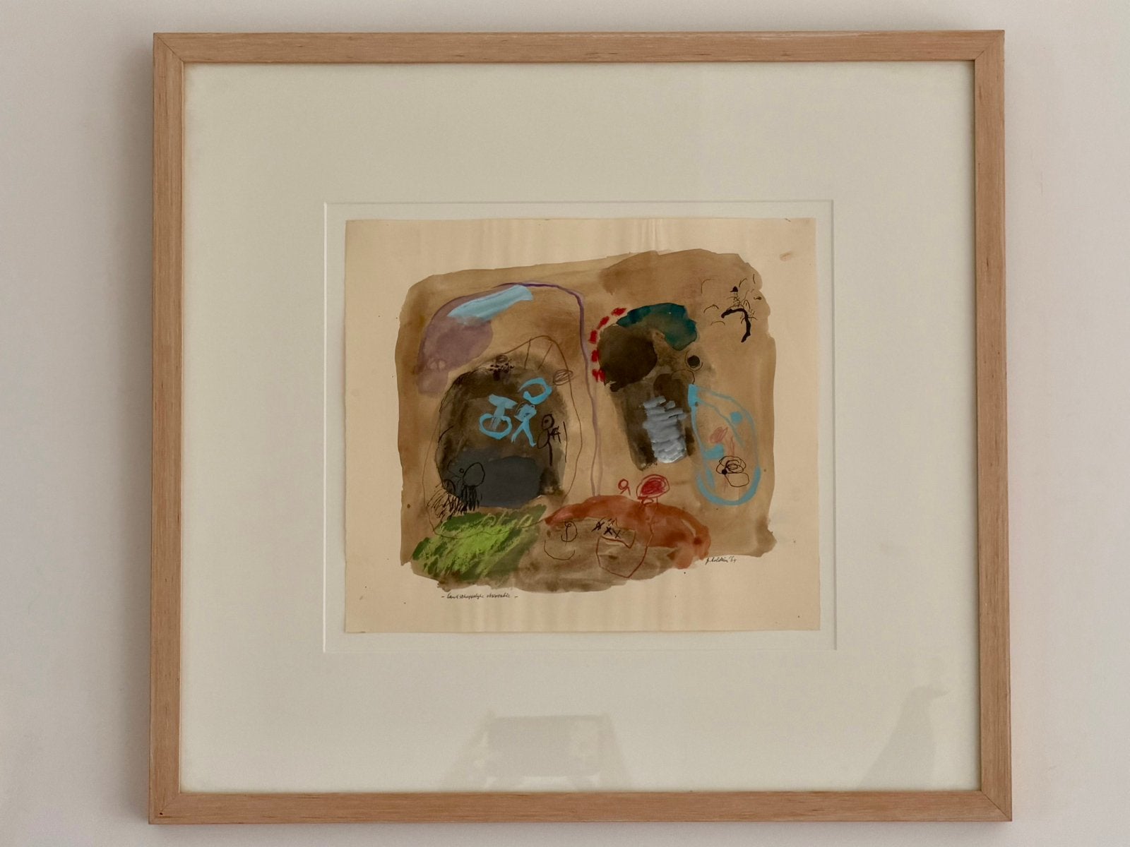 Pieter Holstein - Gouache 1964 - Landschappelijke Observatie, Ophalen of Verzenden