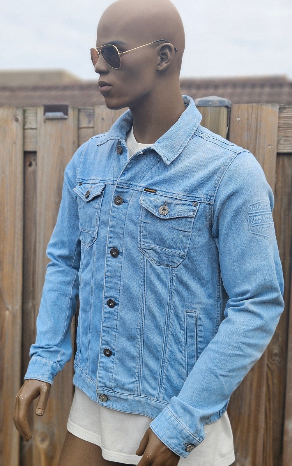 PME Legend stretch spijkerjas / jack / denim jacket (L), Kleding | Heren, Maat 52/54 (L), Blauw, ., Ophalen of Verzenden