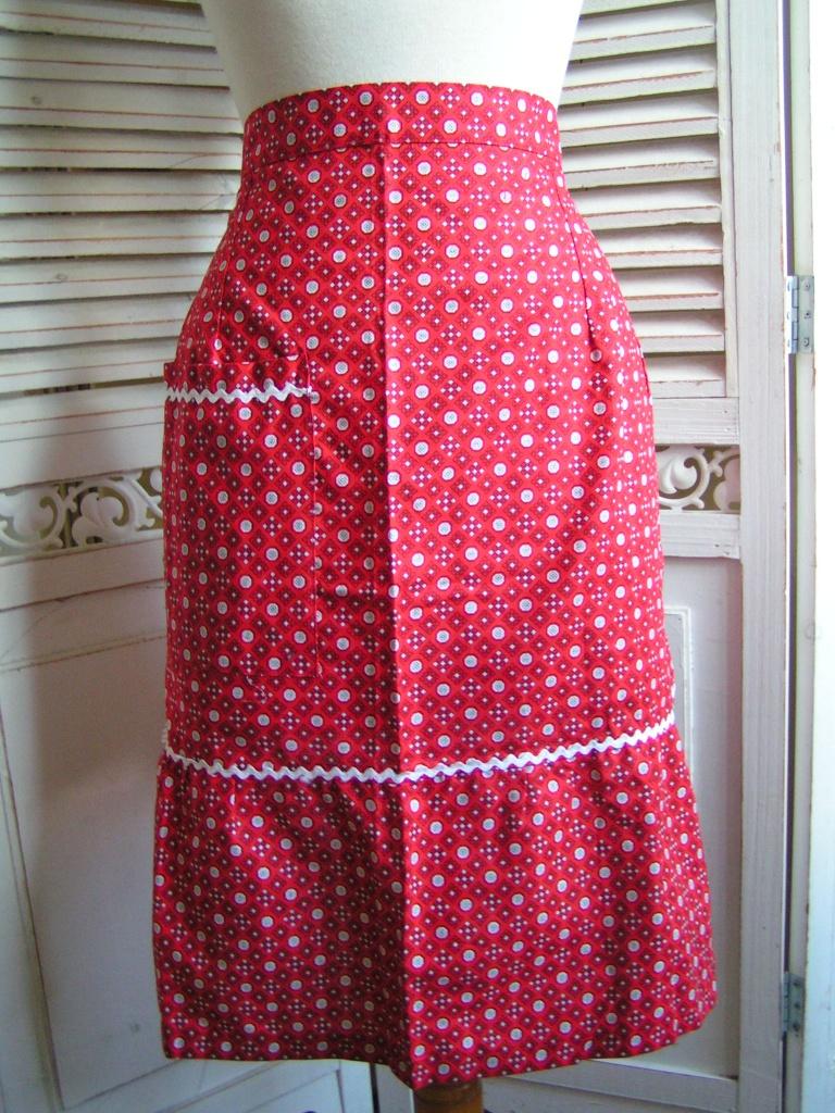 rood vintage schort nr VV 1145, Verzenden, Zo goed als nieuw, Rood, Schort