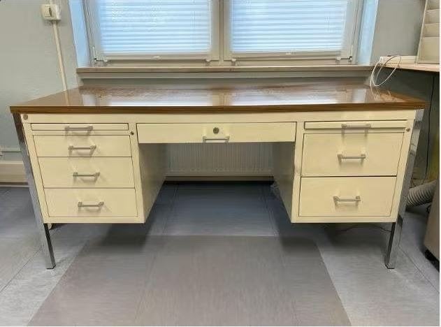 vintage BAISCH bureau metaal dokter industrieel mid-century, Ophalen, 160 cm, Metaal, Vintage