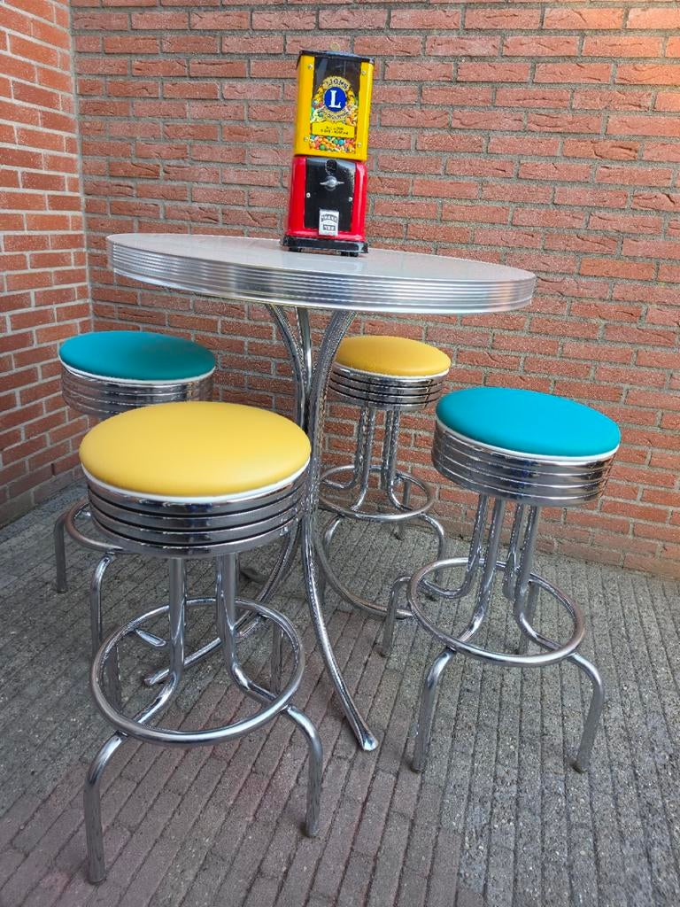 FIFTIES SIXTIES AMERIKAANSE BARKRUKKEN BEL AIR BARTAFEL, Ophalen, 60 tot 90 cm, Met voetsteun, Zo goed als nieuw