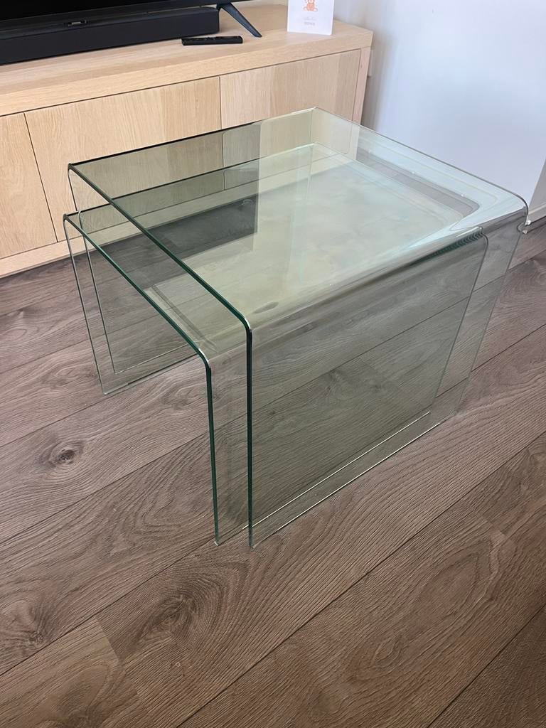 Glazen salontafels (set van 2), Ophalen, Zo goed als nieuw, Rond, Glas