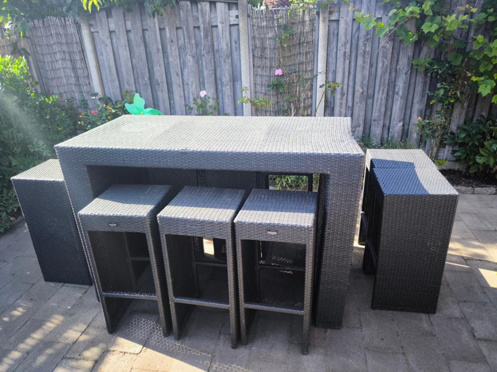 Wicker barset tuinset 8 personen – antraciet, Ophalen of Verzenden, Wicker