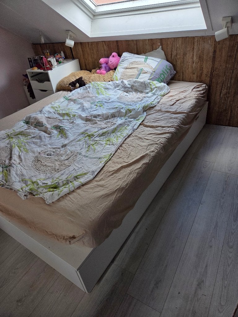 Nordli Ikea bed 160x200, Ophalen, Wit, Tweepersoons, Zo goed als nieuw