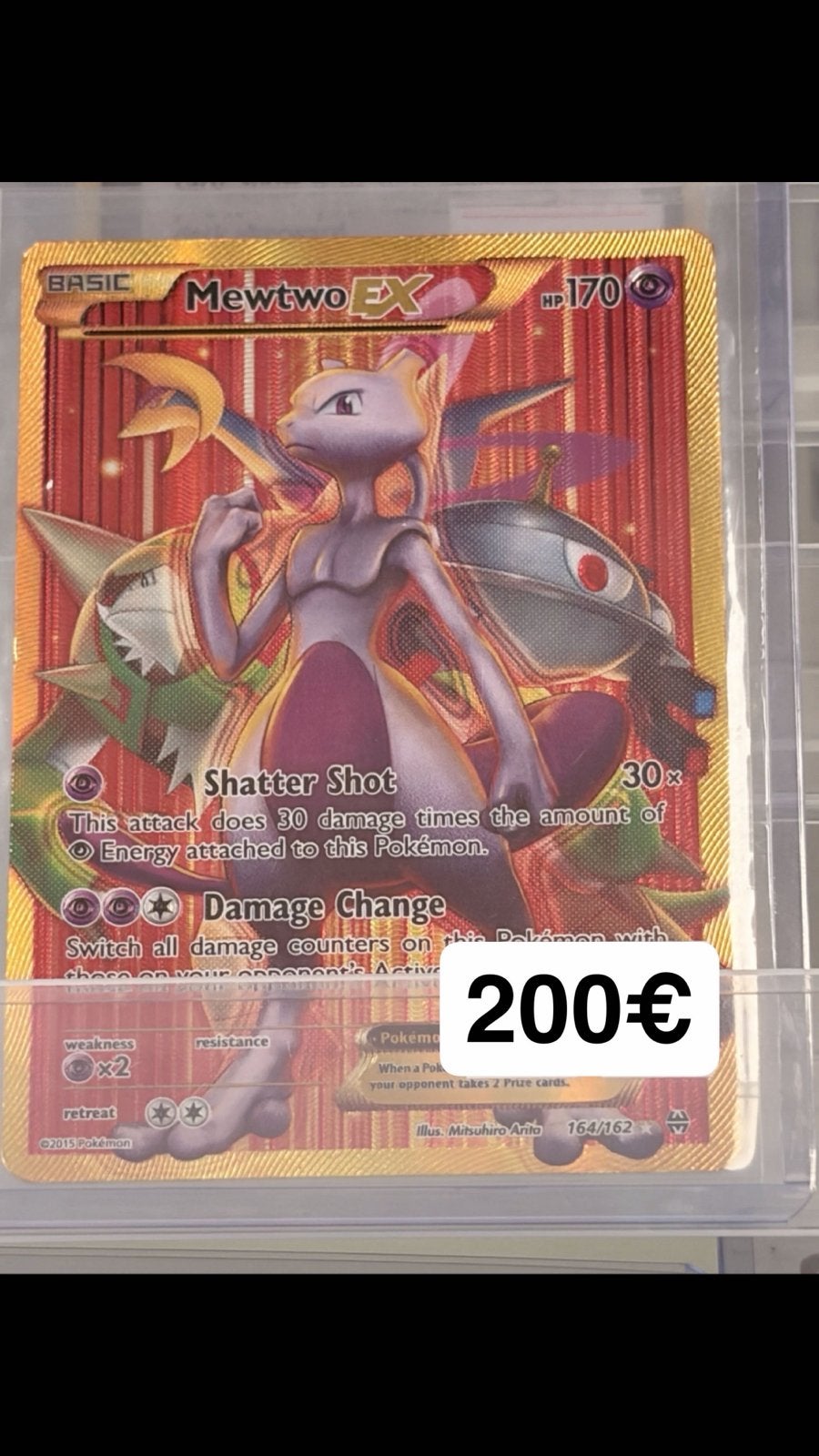 Mewtwo-EX 164/162 XY Breakthrough Secret Rare Gold Full Art, Hobby en Vrije tijd, Ophalen of Verzenden, Zo goed als nieuw, Losse kaart