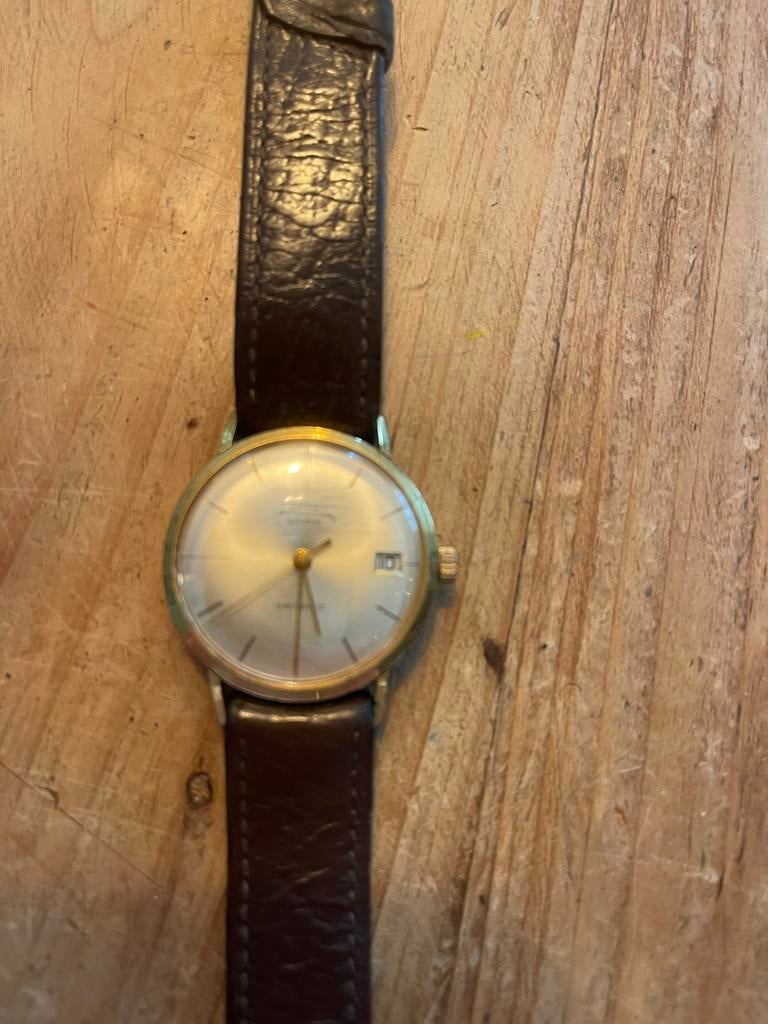 Vintage Polshorloge - Verguld met Leren Bandje, Sieraden, Tassen en Uiterlijk, Horloges | Antiek, Overige merken, Overige materialen