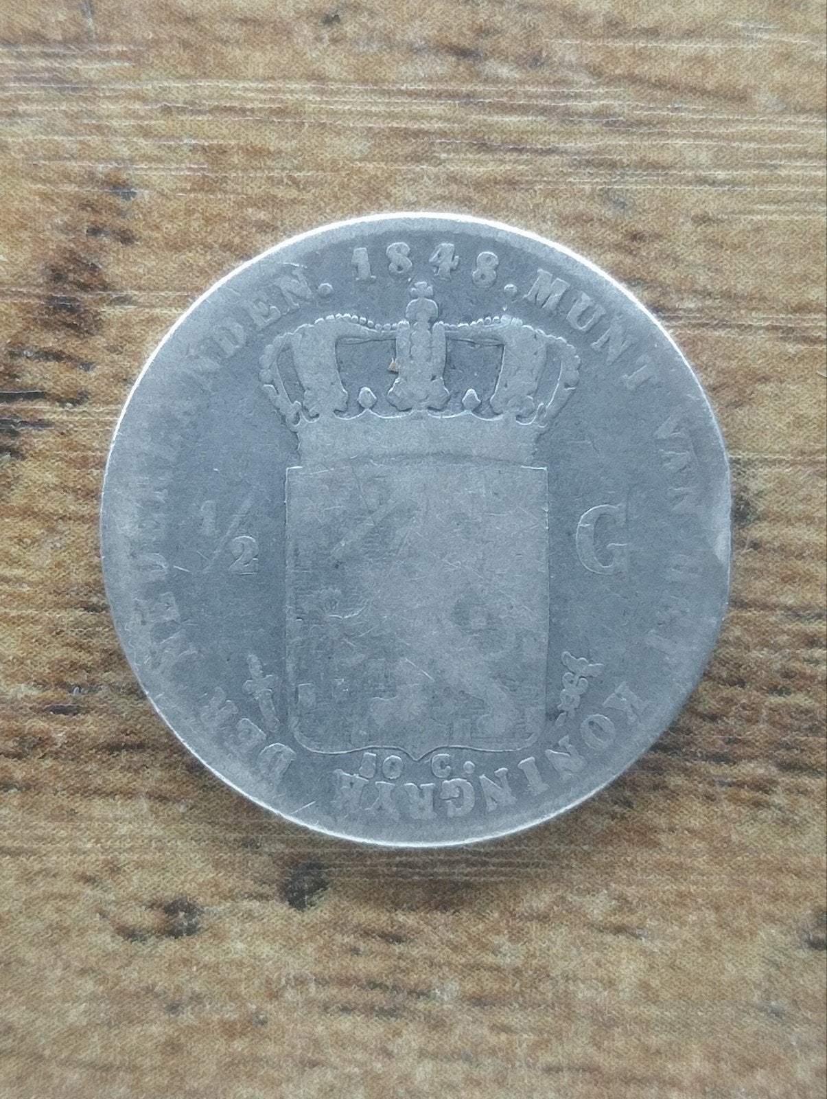 1/2 gulden 1848, ½ gulden, Zilver, Ophalen of Verzenden, Losse munt