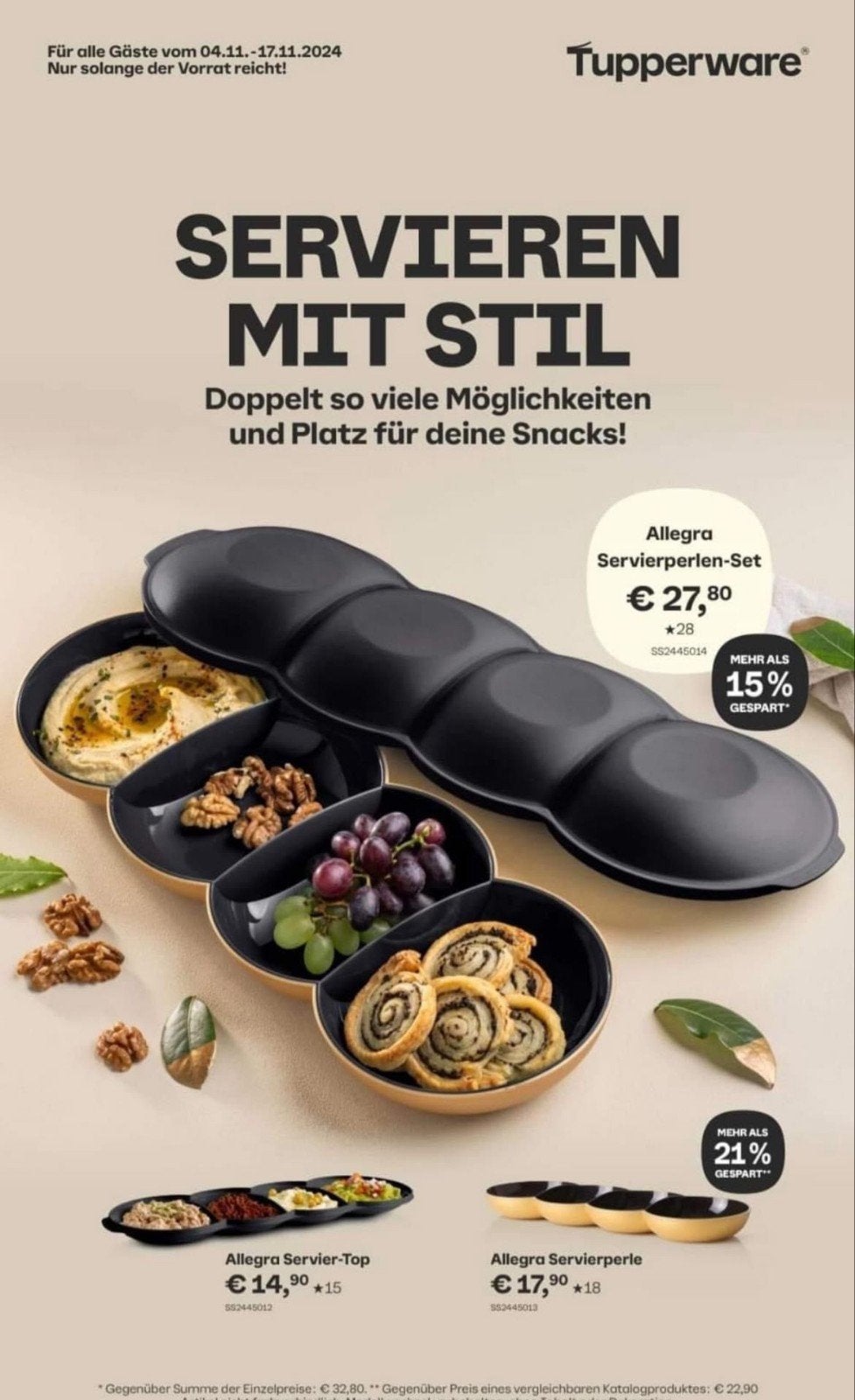 TUPPERWARE Allegra Tappasschaal met deksel - hapjesschaal, Ophalen of Verzenden, Nieuw