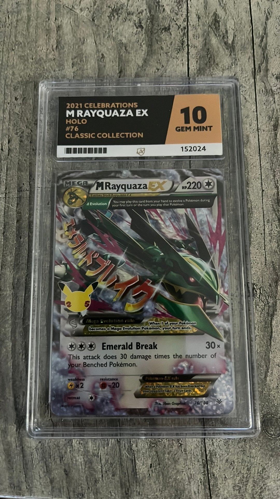 Rayquaza ex Celebrations ace grading 10, Ophalen of Verzenden, Zo goed als nieuw