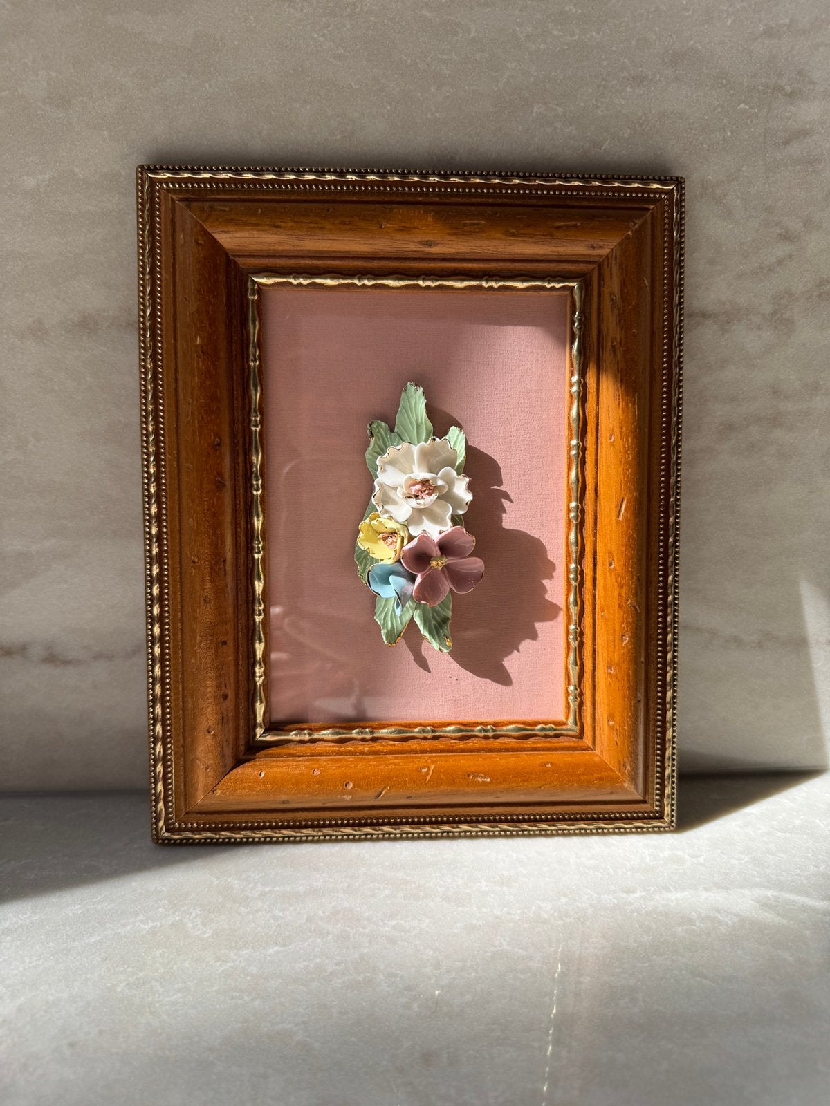Vintage 3D porselein schilderij Capodimonte stijl puntgaaf, Ophalen of Verzenden